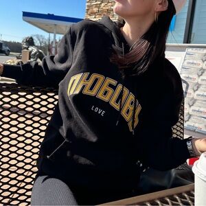 H&M Black Hoodie with Yellow 'LOVE' Graphic